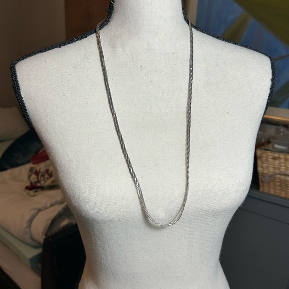 Napier Silver Tone Braided Chain Necklace Long 30" Elegant Classic - Picture 2 of 10